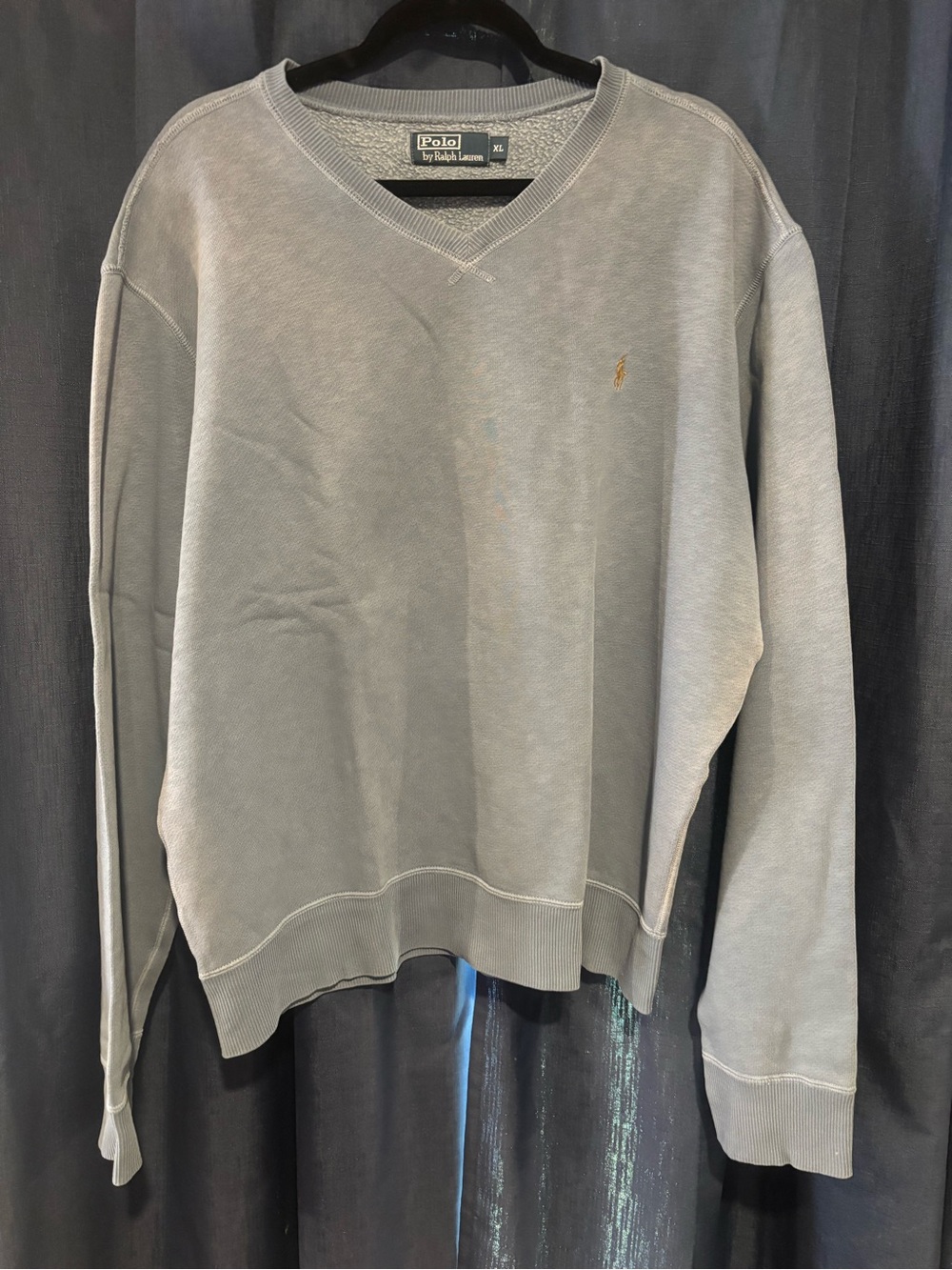Polo by Ralph Lauren Men's Light Blue V‑Neck Sweatshirt